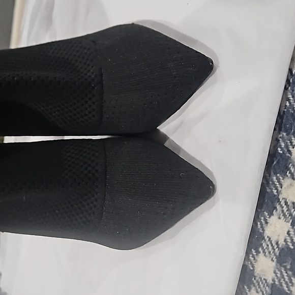 Zara Trafaluc Black Stretchy Sock Mesh Pointed Toe Ankle Boot Stiletto Heels - Picture 3 of 9
